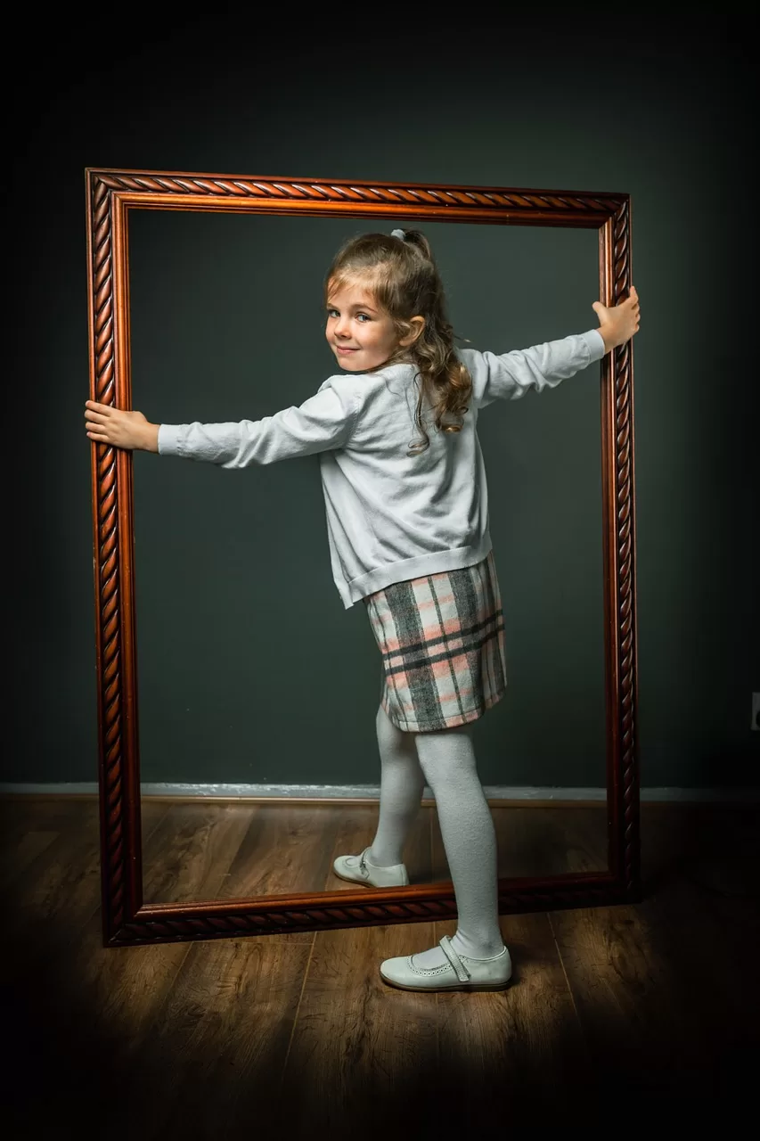 girl, kid, picture frame